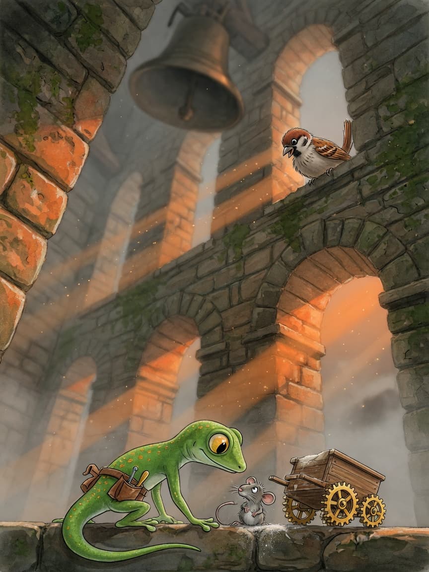 Illustration for scene 4: Three Brass Wheels