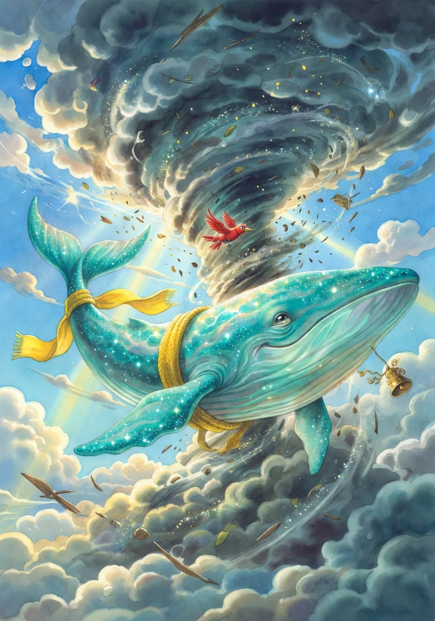 Cover illustration for The Magnificent Sky-Whale Rescue