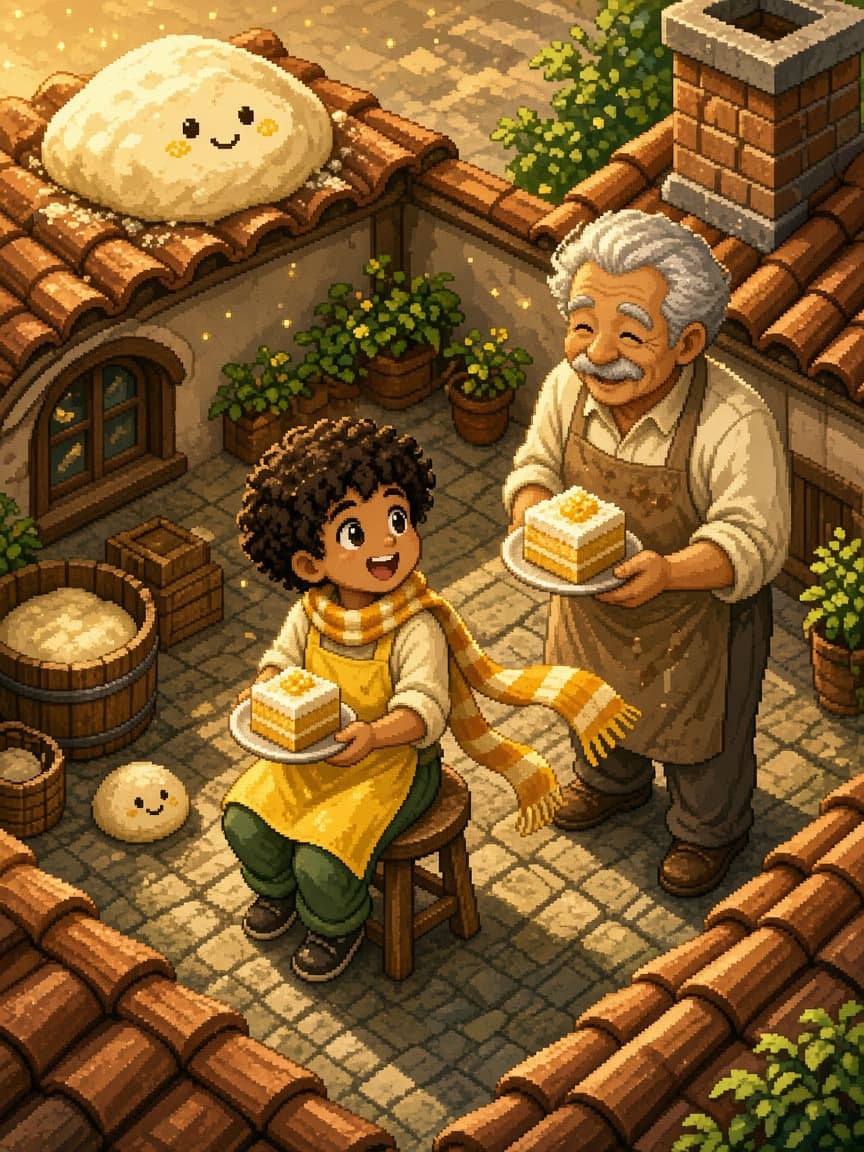 Illustration for scene 7: Shared Sweet Bite
