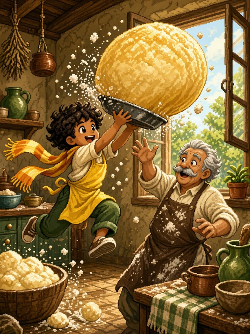 Illustration for scene 3: Dough Goes Sky High